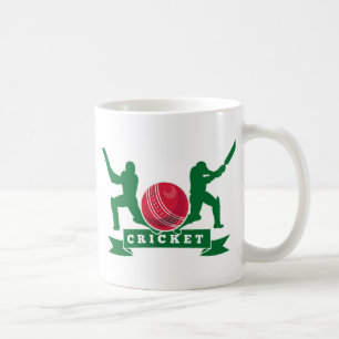 cricket batsman silhouette batting ball coffee mug
