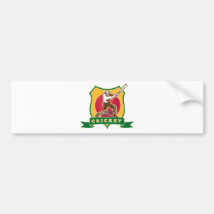 cricket batsman silhouette batting ball shield bumper sticker