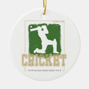 Cricket Batsman Vintage Pitcher Player Coach Ceramic Tree Decoration