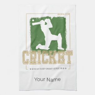 Cricket Batsman Vintage Pitcher Player Coach Tea Towel