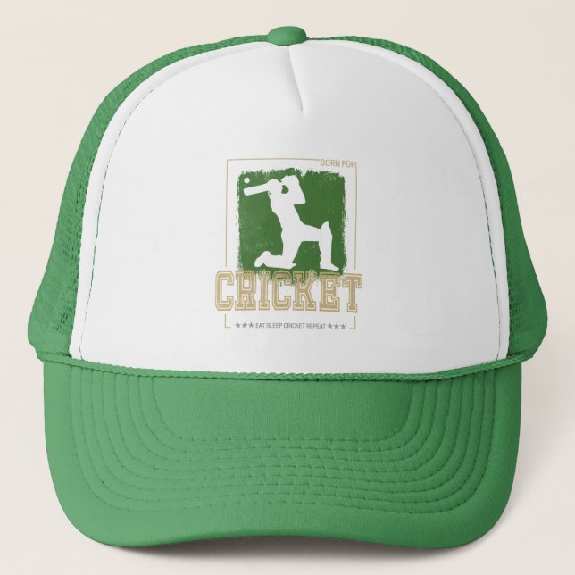 Cricket Batsman Vintage Pitcher Player Coach Trucker Hat (Front)