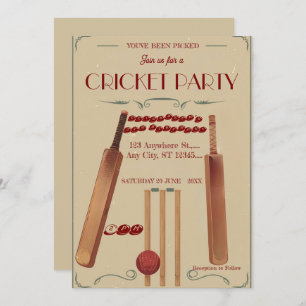 Cricket Birthday Party Sports Invitation