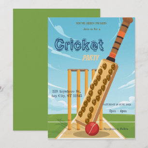 Cricket Birthday Party Sports Invitation