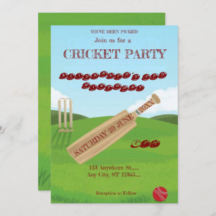 Cricket Birthday Party Sports Invitation