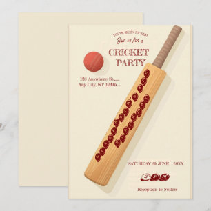 Cricket Birthday Party Sports Invitation