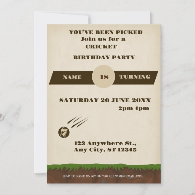 Cricket Birthday Party Sports Invitation (Front)