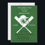 Cricket Birthday Party Sports Invitation<br><div class="desc">Elevate your cricket-themed birthday celebration with our Cricket Birthday Party Sports Invitation! Designed for fans of the sport, this invitation captures the excitement and spirit of cricket. Featuring iconic cricket elements like bats, balls, and wickets, it sets the perfect tone for a fun and sporty birthday bash. Whether you're hosting...</div>