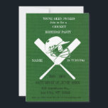 Cricket Birthday Party Sports Invitation<br><div class="desc">Elevate your cricket-themed birthday celebration with our Cricket Birthday Party Sports Invitation! Designed for fans of the sport, this invitation captures the excitement and spirit of cricket. Featuring iconic cricket elements like bats, balls, and wickets, it sets the perfect tone for a fun and sporty birthday bash. Whether you're hosting...</div>