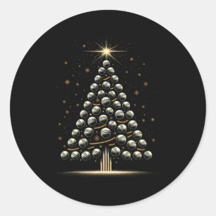 Cricket Christmas Tree For Sports Lovers Player Classic Round Sticker
