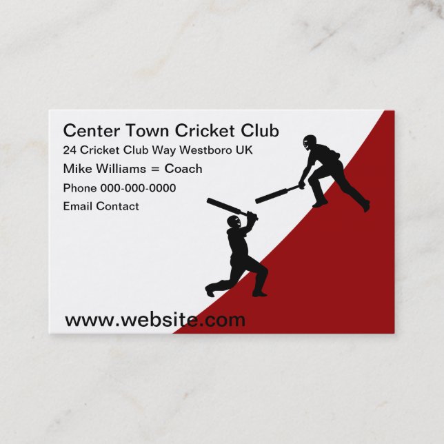Cricket Club Modern Simple Business Cards (Front)