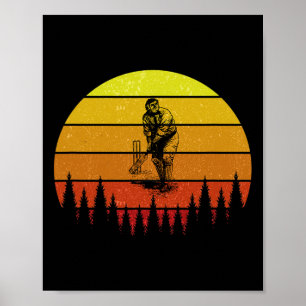 Cricket Coach Retro Vintage Sunset 80s For Men Wom Poster