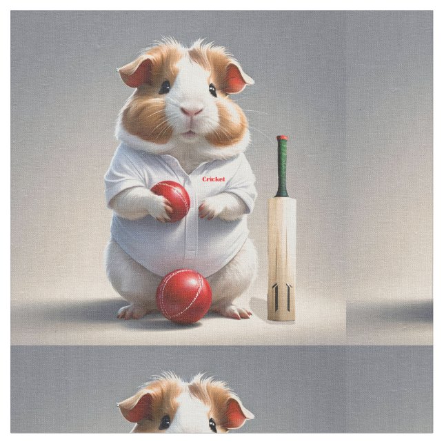 Cricket Craze: The Guinea Pigs Big Match Fabric (Close Up)