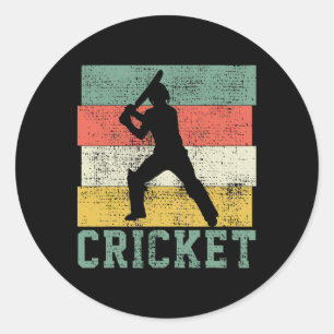 Cricket Cricketer Player Coach Vintage  Classic Round Sticker