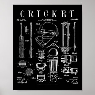 Cricket Cricketer Tsman Bowler Vintage Sports Pate Poster