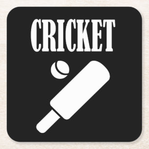 Cricket Cusomize Personalise Name, Number or Team Square Paper Coaster