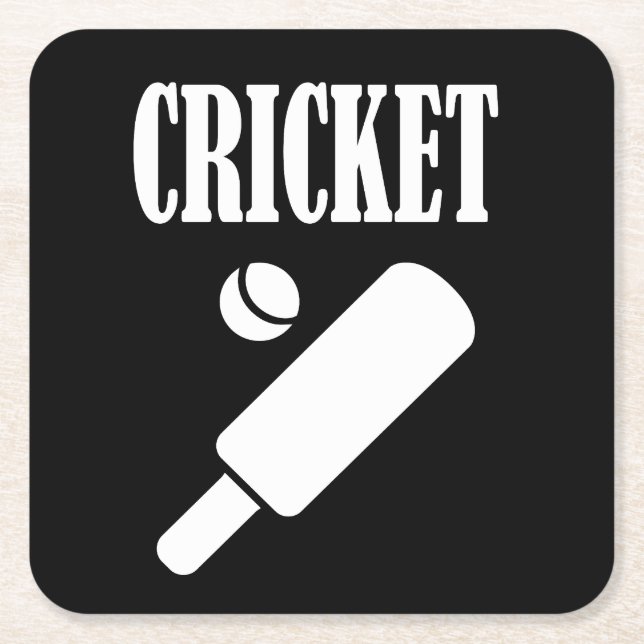 Cricket Cusomize Personalise Name, Number or Team Square Paper Coaster (Front)
