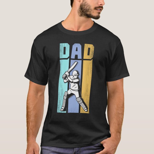 Cricket Dad Sport Jersey Cricket Ball Shoes Father T-Shirt (Front)