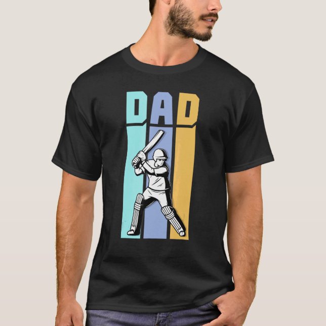 Cricket Dad Sport Jersey Cricket Ball Shoes Father T-Shirt (Front)