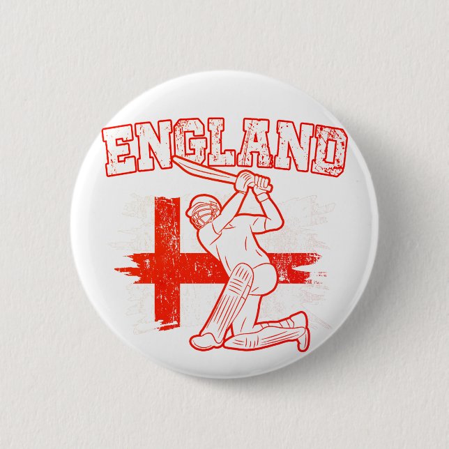 Cricket England, England flag 6 Cm Round Badge (Front)