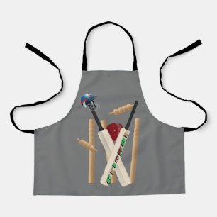Cricket Equipment Bats Ball, Kids Full Print Apron