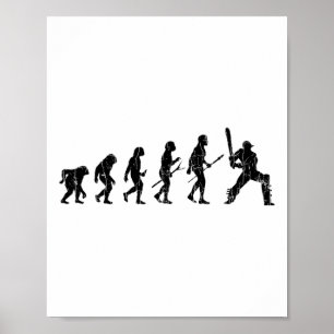 Cricket Evolution Funny Graphic For Player Poster