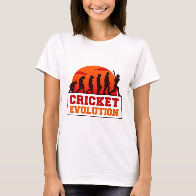 Cricket Evolutionn Funny Sport Fan Cricketer Novel T-Shirt (Front)
