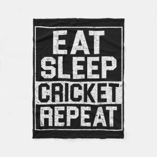 Cricket Fan Lover Shirt Eat Sleep Cricket Repeat F Fleece Blanket