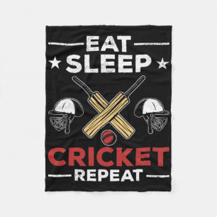Cricket Fans Cricket Lovers Eat Sleep Cricket Play Fleece Blanket
