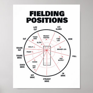 Cricket Fielding Positions Shirt Fielder Cricket Poster