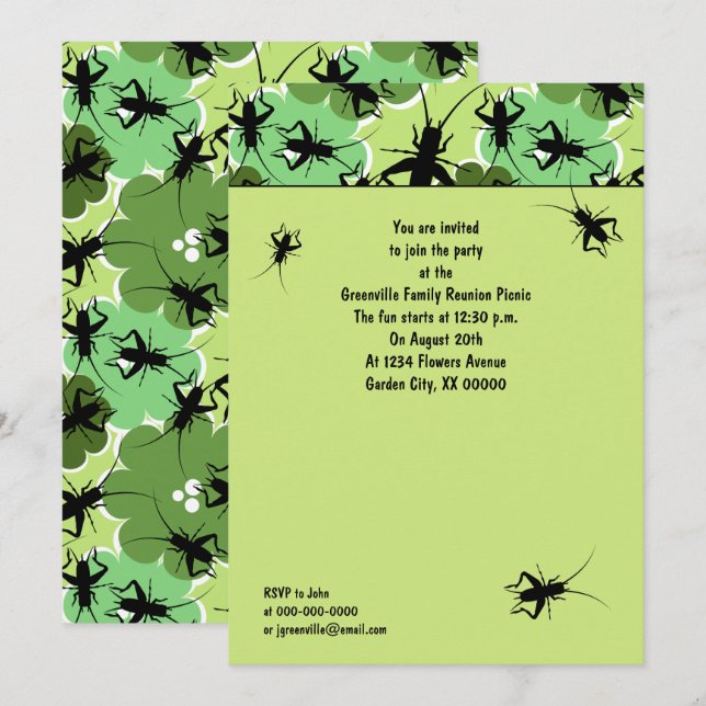 Cricket Floral Pattern Family Picnic Invitation (Front/Back)