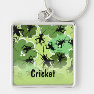 Cricket Floral Pattern Green + Black Key Ring