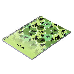 Cricket Floral Pattern Green + Black Notebook