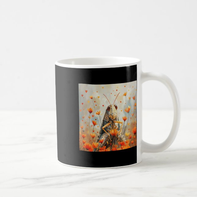 Cricket Flowers With Hearts Around Boho Style Grap Coffee Mug (Right)