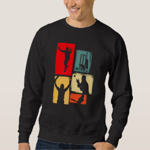 Cricket  for Cricketer Batsman Bowler Retro Cricke Sweatshirt