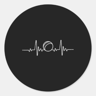 Cricket Funny Heartbeat For Cricket Player Ll Love Classic Round Sticker