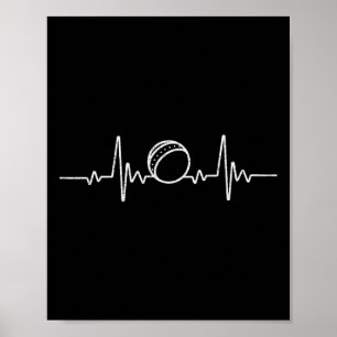 Cricket Funny Heartbeat For Cricket Player Ll Love Poster
