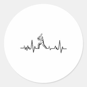 Cricket Funny Heartbeat Graphic For Player 1 Classic Round Sticker