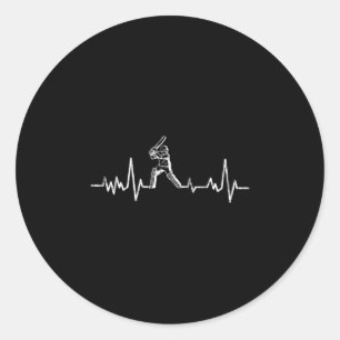 Cricket Funny Heartbeat Graphic For Player Classic Round Sticker