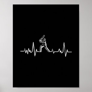 Cricket Funny Heartbeat Graphic For Player  Poster