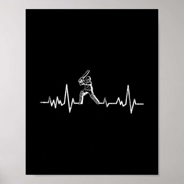 Cricket Funny Heartbeat Graphic For Player  Poster (Front)