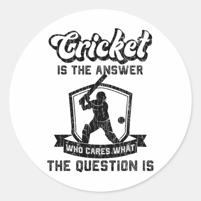 Cricket Funny It's The Answer Graphic For Player 1 Classic Round Sticker (Front)