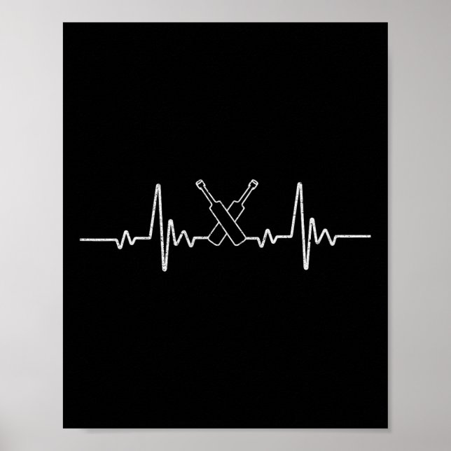 Cricket Game Funny Heartbeat For Player T Lover Gi Poster (Front)