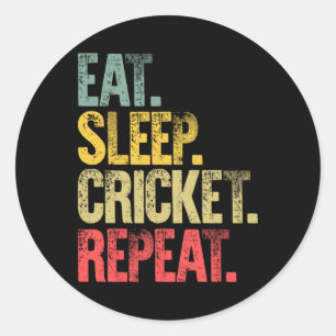 Cricket Game Gifts Eat Sleep Cricket Repeat Vintag Classic Round Sticker