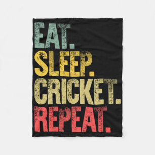 Cricket Game Gifts Eat Sleep Cricket Repeat Vintag Fleece Blanket