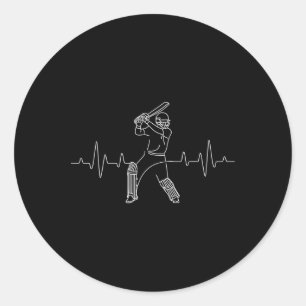 Cricket Game Heartbeat - Tsman Cricketer Bowler Tt Classic Round Sticker