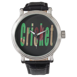 Cricket Game Logo, Mens Leather Watch