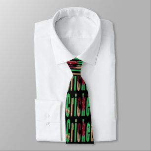 Cricket Game Logo, Unisex Black Silky Tie. Tie