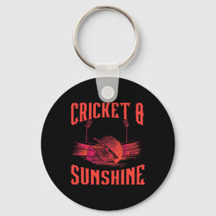 Cricket Game Sports Cricket Player Cricket And Sun Key Ring