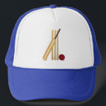 Cricket Game Trucker Hat<br><div class="desc">Cricket bat and ball hat.</div>