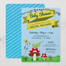 Cricket Garden Glitter Theme Blue Baby Shower Card